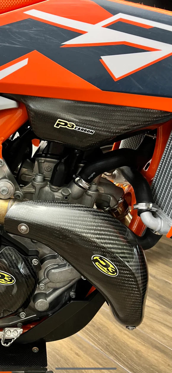 P3 CARBON HEAT SHIELD MAXCOVERAGE, KTM/HUSKY/GAS GAS 450 23-25 (STOCK HEAD PIPE)