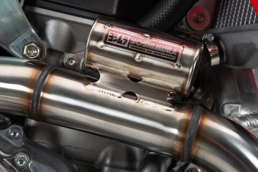 YOSHIMURA RS-12 STAINLESS FULL EXHAUST SYSTEM W / STAINLESS SILENCER, HONDA 25 CRF450R/25 CRF450RX