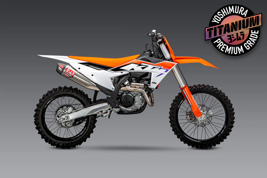 YOSHIMURA RS-12 FULL TITANIUM EXHAUST SYSTEM W / TITANIUM SILENCER, 23+KTM 450 SX/XC-F/ 23+HUSQVARNA FC/FX 450 / 24+GAS GAS MC/EX 450F