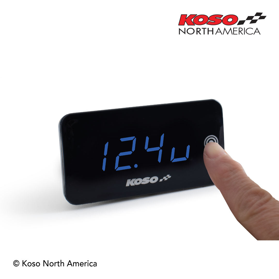 KOSO SUPER SLIM TOUCH VOLT / TEMPERATURE GAUGE (BLUE DISPLAY)