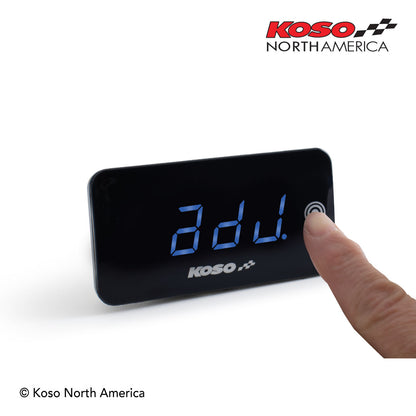 KOSO SUPER SLIM TOUCH VOLT / TEMPERATURE GAUGE (BLUE DISPLAY)