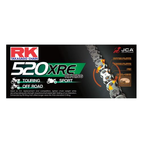 RK 520XRE RAW STEEL X-RING SEALED CHAIN